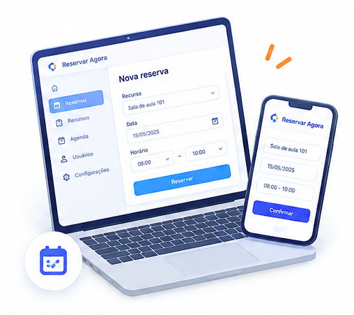 Notebook e celular com formulário de nova reserva